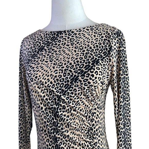 Catherine Malandrino Leopard Animal Print Dress Stretch Pullover Sheath - Picture 2 of 11